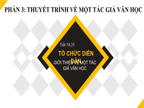 Bài giảng Chuyên đề 3 - Tiết 34, 35: Tổ chức diễn đàn Giới thiệu về một tác giả văn học - Ngữ văn 11 Kết nối tri thức