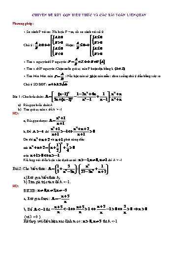 Chuyên đề 11: Rút gọn biểu thức và các bài toán liên quan - Bồi dưỡng Học sinh giỏi Toán 8