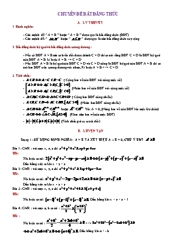 Chuyên đề 2: Bất đẳng thức - Bồi dưỡng Học sinh giỏi Toán 8