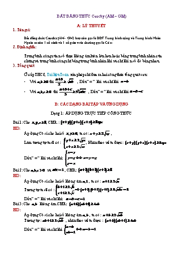 Chuyên đề 3: Bất đẳng thức Cauchy (AM-GM) - Bồi dưỡng Học sinh giỏi Toán 8