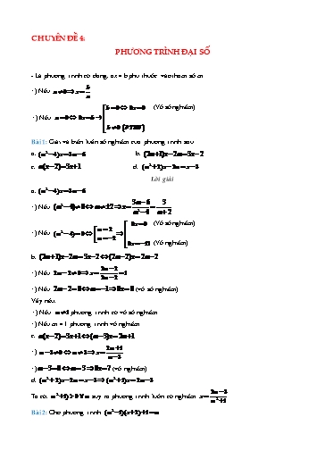 Chuyên đề Bồi dưỡng học sinh giỏi Toán 8 - Chủ đề 4: Phương trình đại số