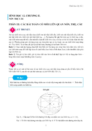 Chuyên đề Các bài toán có mối liên quan giữa nón, trụ, cầu - Hình học 12