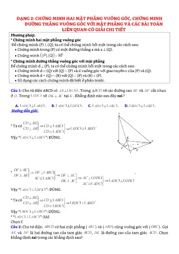 Chuyên đề Chứng minh hai mặt phẳng vuông góc, đường thẳng vuông góc với mặt phẳng - Hình học 11
