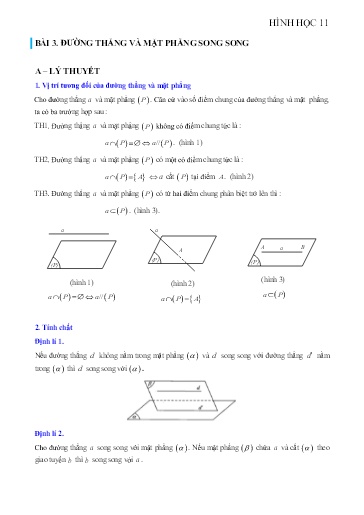 Chuyên đề Đường thẳng và mặt phẳng song song - Hình học Lớp 11