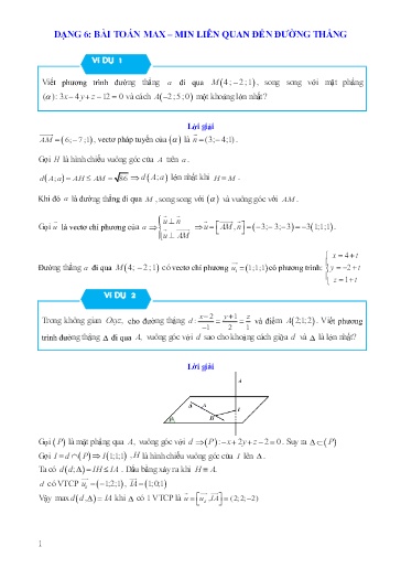 Chuyên đề Giải bài toán max-min liên quan đến đường thẳng - Hình học 12