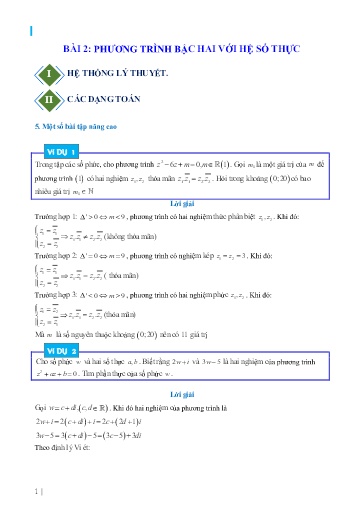 Chuyên đề Giải phương trình bậc hai với hệ số thực (Phần 2) - Đại số 12