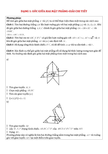 Chuyên đề Góc giữa hai mặt phẳng - Hình học 11