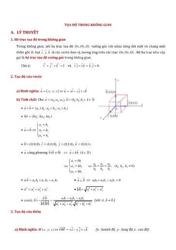 Chuyên đề Hệ trụ tọa độ trong không gian - Hình học 12