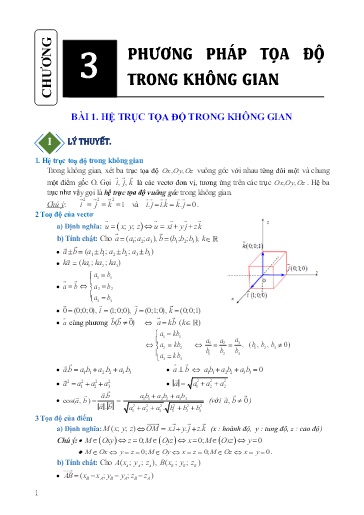 Chuyên đề Hệ trục tọa độ trong không gian - Hình học 12