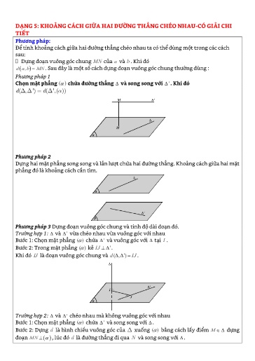 Chuyên đề Khoảng cách giữa hai đường thẳng chéo nhau - Hình học 11