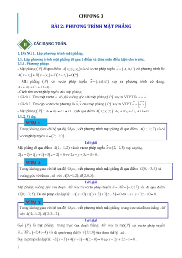 Chuyên đề Lập phương trình mặt phẳng - Hình học 12