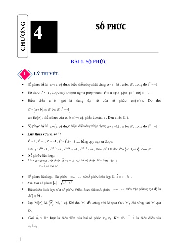 Chuyên đề Lý thuyết và các phép toán cộng trừ nhân chia số phức - Đại số 12