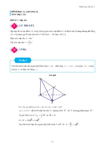 Chuyên đề Mặt cầu - Hình học 12