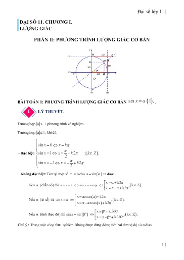 Chuyên đề Phương pháp giải phương trình lượng giác - Đại số 11