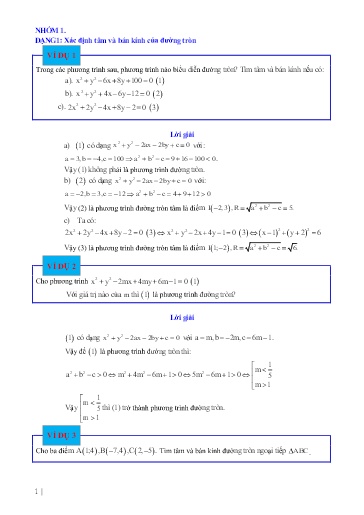 Chuyên đề Phương pháp lập phương trình đường tròn - Hình học 10