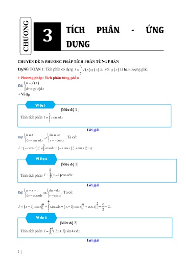 Chuyên đề Phương pháp tích phân từng phần - Đại số 12