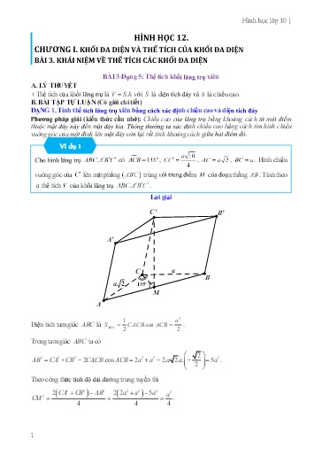 Chuyên đề Phương pháp tính thể tích của khối lăng trụ xiên - Hình học 12