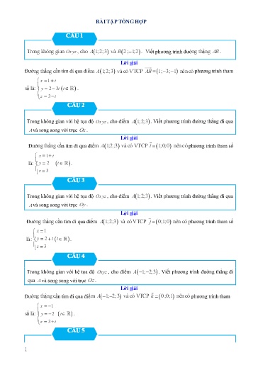 Chuyên đề Phương trình đường thẳng dạng tổng hợp - Hình học 12