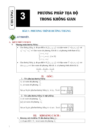 Chuyên đề Phương trình đường thẳng - Hình học 12