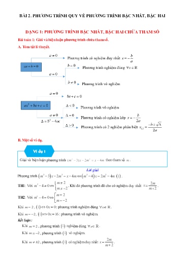 Chuyên đề Phương trình quy về phương trình bậc nhất, bậc hai - Đại số 10