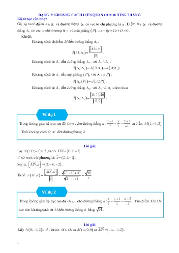 Chuyên đề Tính khoảng cách liên quan đến đường thẳng dạng - Hình học 12