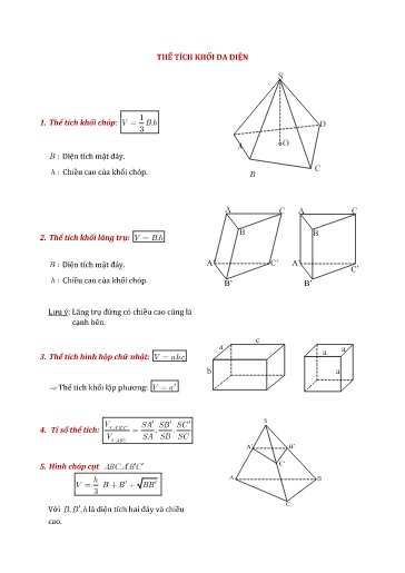 Chuyên đề Tính thể tích khối đa diện - Hình học 12