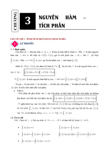 Chuyên đề Tính tích phân bằng định nghĩa - Đại số 12