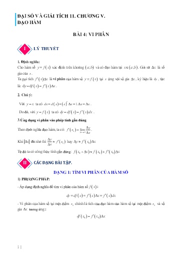 Chuyên đề Tính vi phân - Đại số Lớp 11