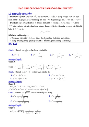 Chuyên đề Trắc nghiệm tính đạo hàm cấp cao của hàm số - Đại số 11