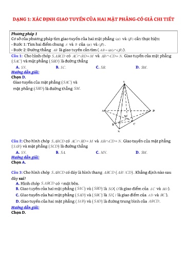 Chuyên đề Xác định giao tuyến của hai mặt phẳng - Hình học 11