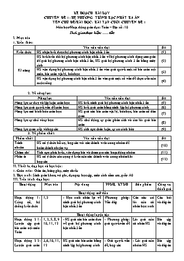 Giáo án Chuyên đề 1 - Bài tập cuối Chuyên đề 1 - Toán Lớp 10 Sách Kết nối tri thức