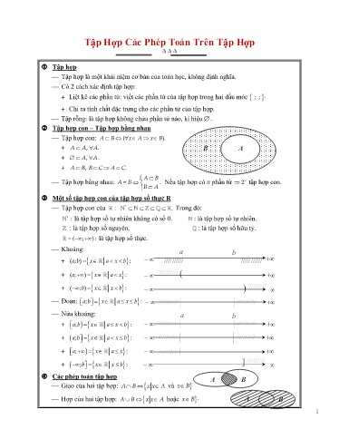 Ôn tập Chuyên đề Toán Đại 10 - Chương 1, Bài 2: Tập hợp và các phép toán trên tập hợp
