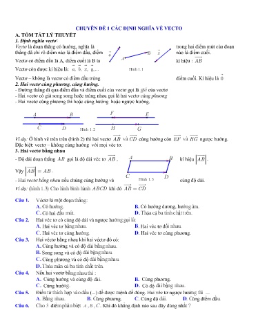 Ôn tập Chuyên đề Toán Hình 10 - Chương 1 Bài 1: Đại cương vector