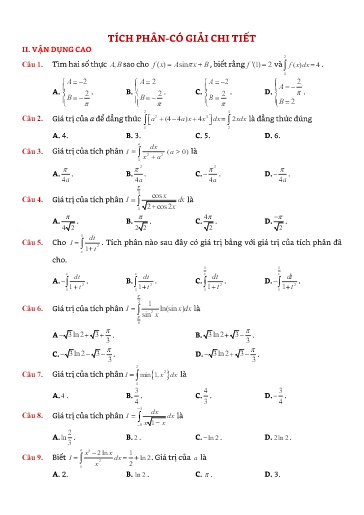 Chuyên đề Bài tập tích phân (Vận dụng cao) - Đại số 12