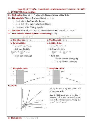 Chuyên đề Hàm số luỹ thừa, Hàm số mũ, Hàm số Logarit - Đại số 12