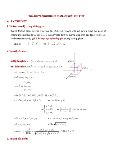 Chuyên đề Hệ trục toạ độ trong không gian - Hình học Lớp 12