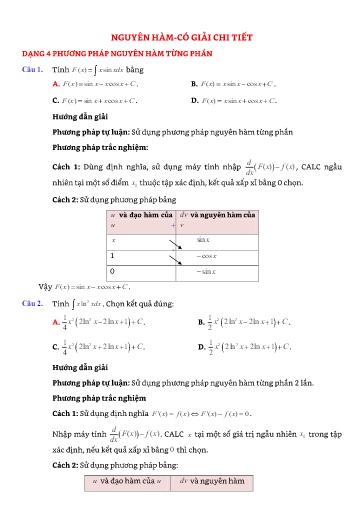 Chuyên đề Phương pháp nguyên hàm từng phần (Phần 1) - Đại số 12