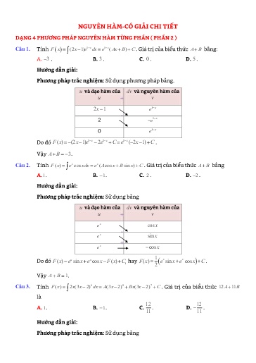 Chuyên đề Phương pháp nguyên hàm từng phần (Phần 2) - Đại số 12