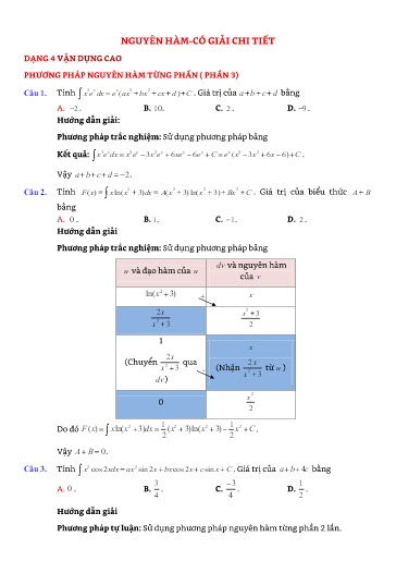 Chuyên đề Phương pháp nguyên hàm từng phần (Phần 3) - Đại số 12