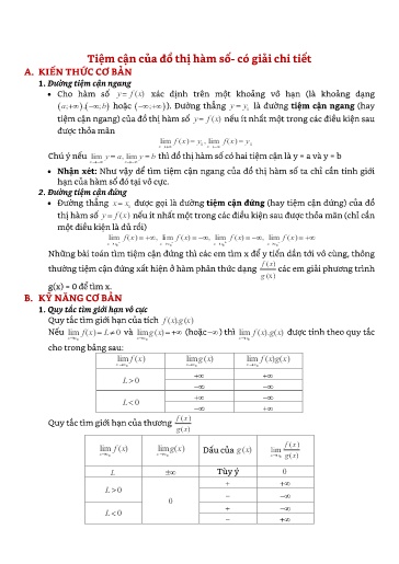 Chuyên đề Tìm tiệm cận của đồ thị hàm số - Đại số 12