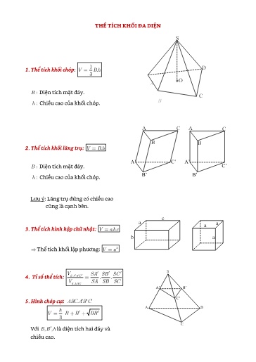 Chuyên đề Tính thể tích khối đa diện - Hình học Lớp 12