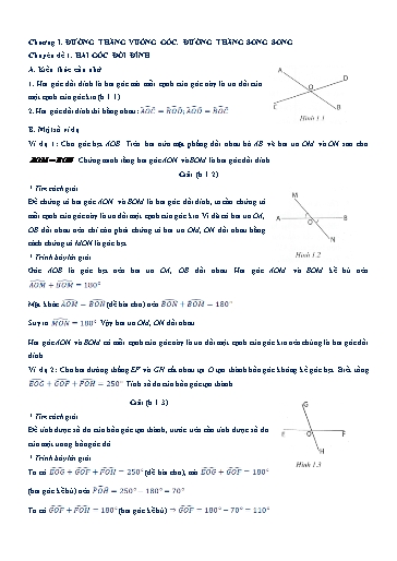 Chuyên đề bồi dưỡng HSG - Chuyên đề 1: Hai góc đối đỉnh - Hình học 7