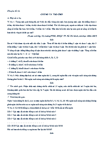 Chuyên đề bồi dưỡng HSG - Chuyên đề 10: Câu đố và trò chơi - Toán 7 Chuyên đề bồi dưỡng HSG - Chuyên đề 10: Câu đố và trò chơi - Toán 7