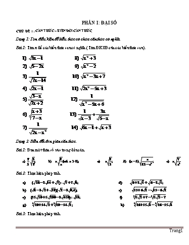 Chuyên đề Đại số - Bồi dưỡng HSG Toán 9