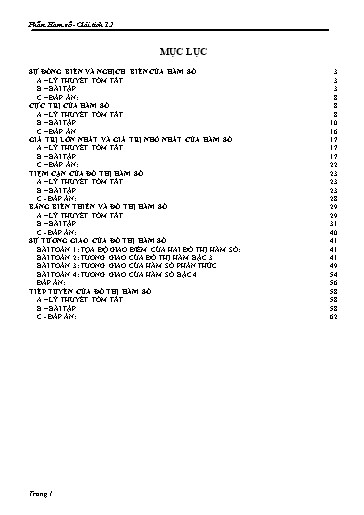 Chuyên đề Hàm số - Toán 12