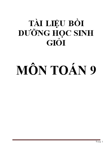 Chuyên đề Hình học - Bồi dưỡng HSG Toán 9