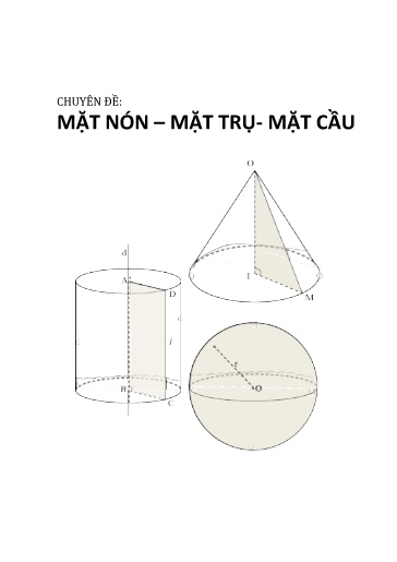 Chuyên đề Mặt nón, mặt trụ, mặt cầu - Toán Lớp 12