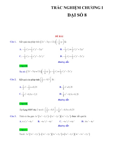 Chuyên đề Ôn tập trắc nghiệm chương I - Đại số 8