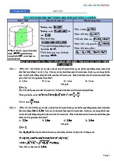 Chuyên đề Ôn thi THPTQG - Chuyên đề 22: Khối trụ (Mức 9-10 điểm)