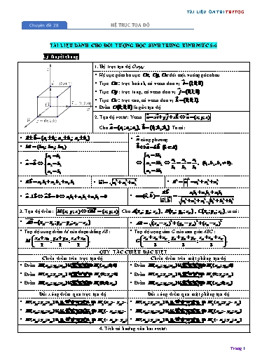 Chuyên đề Ôn thi THPTQG - Chuyên đề 28: Hệ trục tọa độ (Mức 5-6 điểm)
